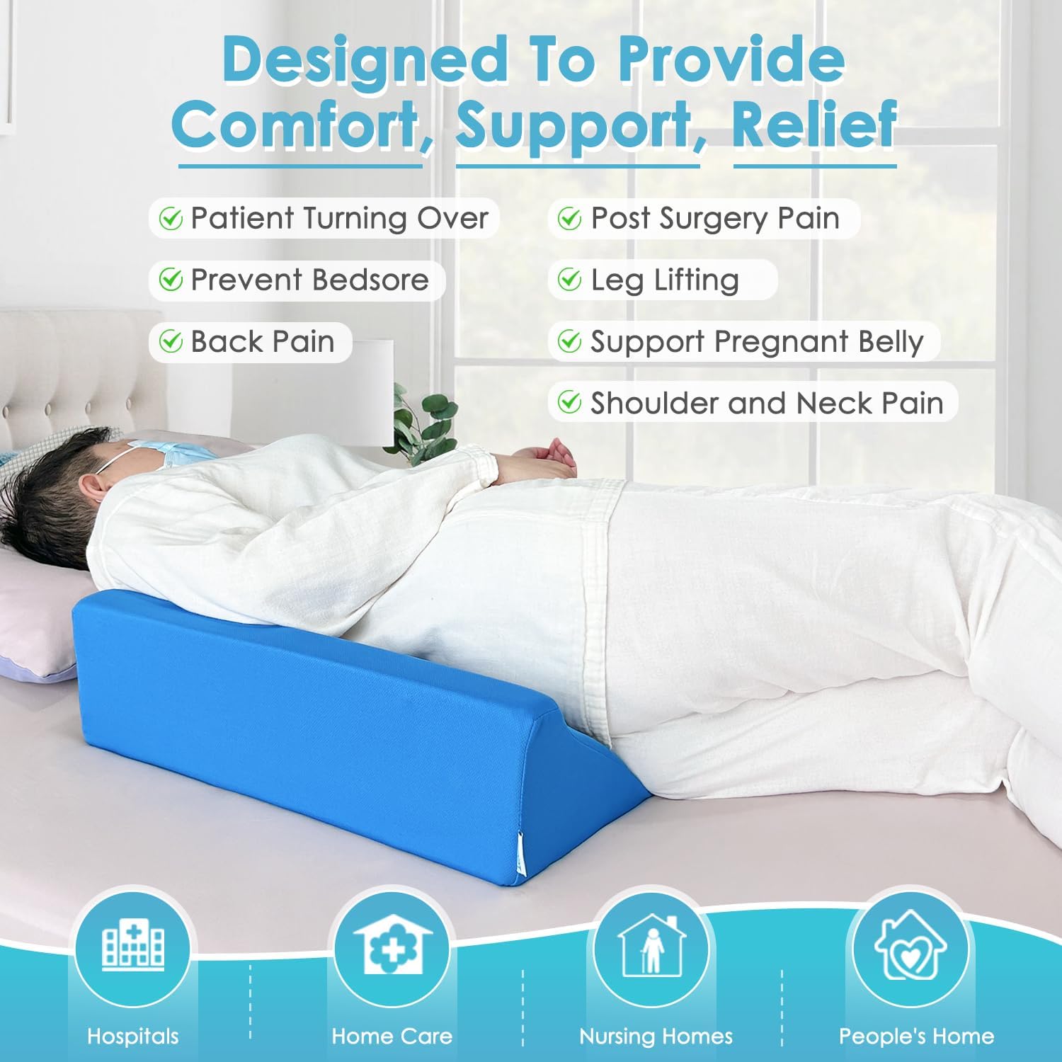 NEPPTthy Bed Wedge Pillow For Sleeping Seniors Post Surgery Incline Pillow Bedsore Pressure Relief Cushions For Butt Lifting Patient Tu…