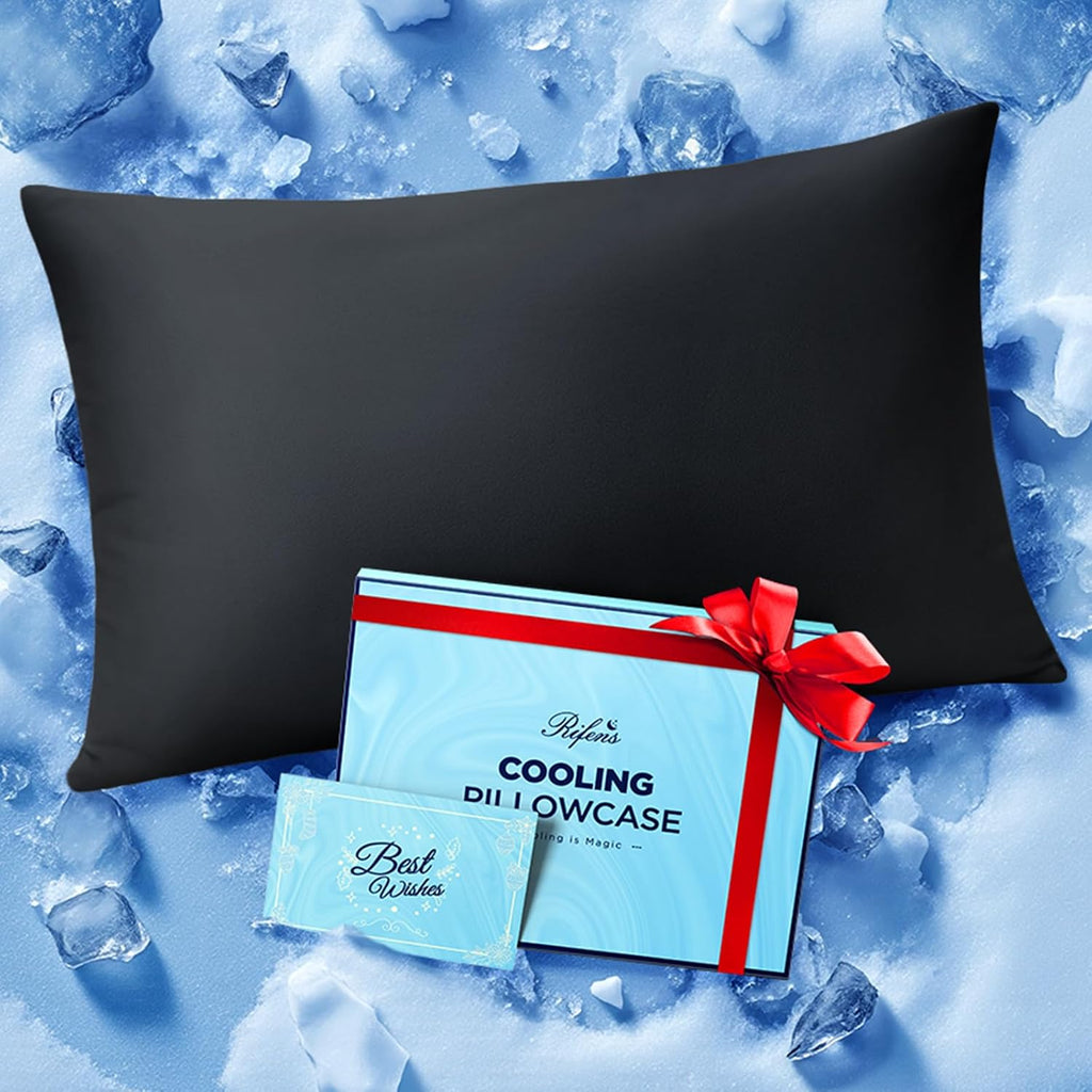 Rifens Ice Cooling Pillowcase for Hot Sleepers – Instantly Cool, Stays Cold All Night, Smoother Than Silk Pillow Cases, Pillow Covers with…