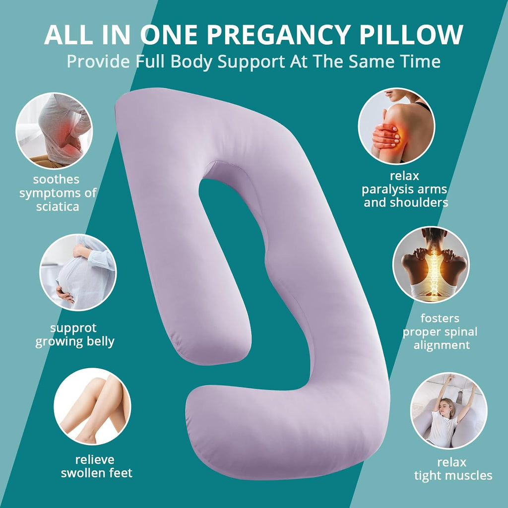 Sasttie Pregnancy Pillows for Sleeping, U Shaped Cooling Full Body Pillow with Removable Cover, Pregnant Women Must Haves, Maternity Essent…