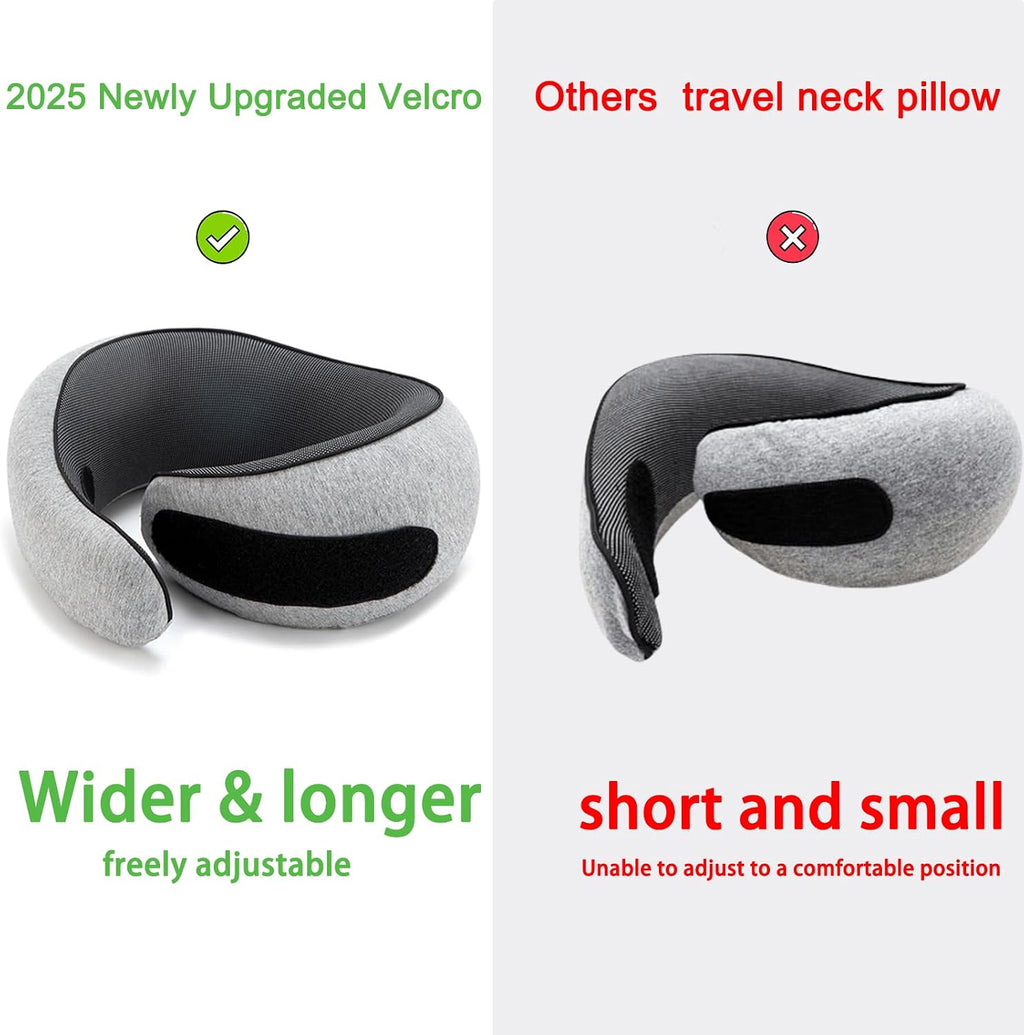 Neck Pillow for Traveling, Travel Neck Pillow for Airplanes, 100% Pure Memory Foam, 360° Support Stowable Pillows for Sleeping…