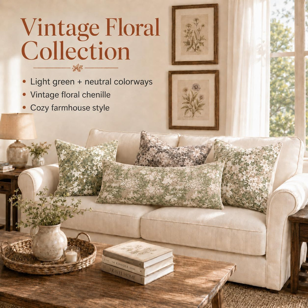 Haguko Vintage Floral Throw Pillow Covers 14x36 Long Lumbar Tapestry Chenille Soft Decorative Farmhouse Rectangular Accent Body Pill…
