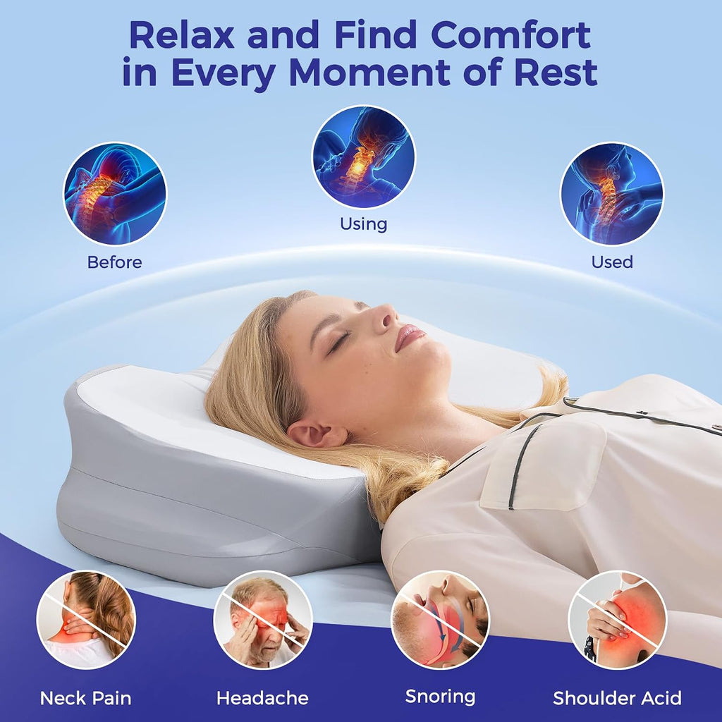 Nappixel Cervical Neck Pillow for Sleeping, Ergonomic Side Sleeper Pillow, Memory Foam Pillows for Neck and Shoulder, Removable Washable C…