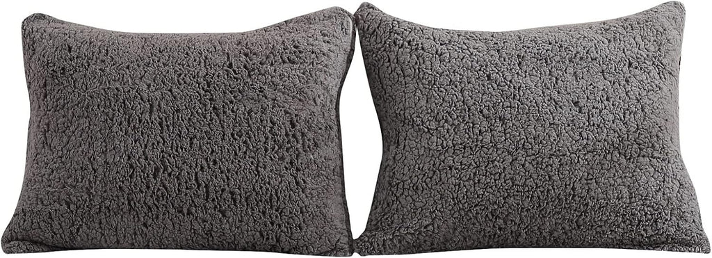 Reafort Ultra Soft Sherpa Pillowcases Set of 2 – Fluffy Cozy Fleece Standard 20" x 26", Warm Plush Covers with Smooth Zipper, Machine Washa…
