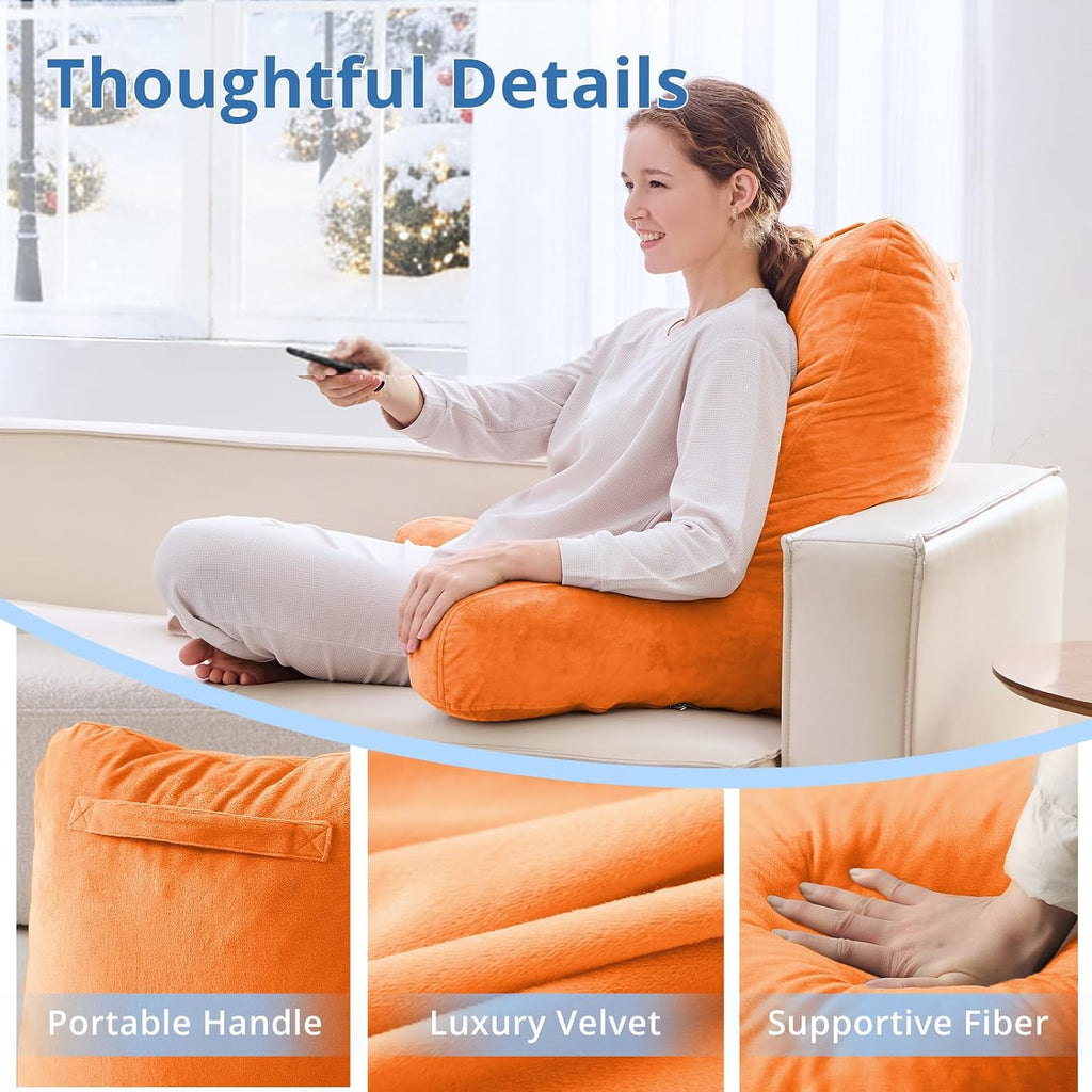 Sasttie 25-inch Reading Pillows for Sitting in Bed Adult, Jumbo Velvet Back Pillow Bed Sitting Up, XL High Back-Rest Support Cushion for…