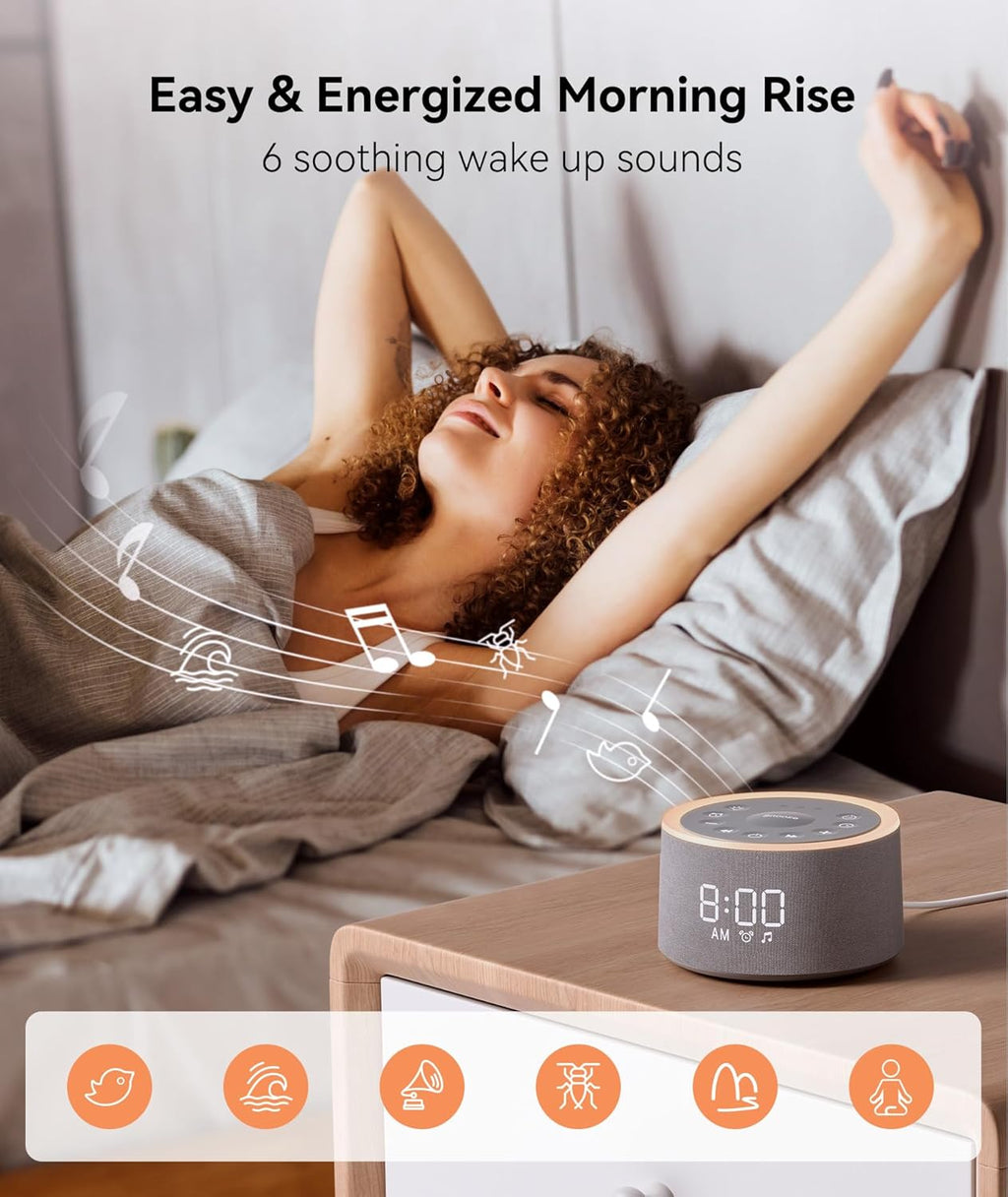 Dreamegg D1+ Sound Machine & Alarm Clock - Sound Machine for Sleep, White Noise Machine with 29 Soothing Sounds, Night Light, 0-100%…