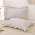 Merryword Beige Gray Pillow Shams Cute Ruffle Queen Pillowcases Solid Pillow Cover Set of 2 Shabby Chic Soft Light Gray Pillowcases 2 Pack…
