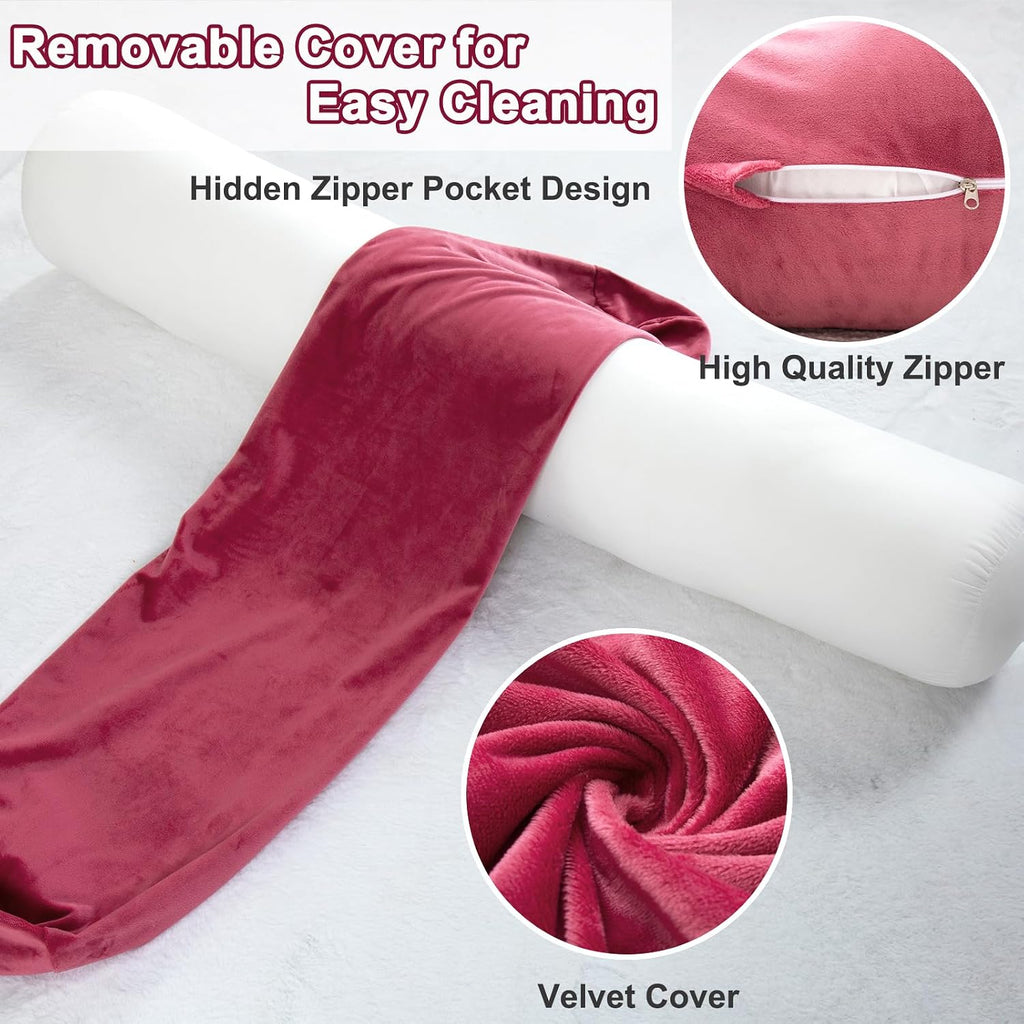 1 MIDDLE ONE Bolster Pillow for Bed, Long Round Body Pillow for Adults with Removable Velvet Cover, Decorative Tube Roll Cylinder Pillow…