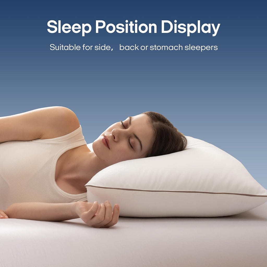 puredown® Goose Feathers and Down Pillows, Premium Medium to Firm Bed Pillows for Sleeping, Luxury Pillows with 100% Cotton Cover, 2…