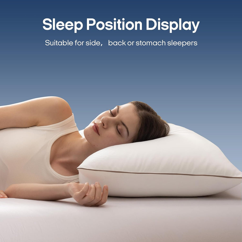 puredown® Goose Feathers and Down Pillows, Premium Medium to Firm Bed Pillows for Sleeping, Luxury Pillows with 100% Cotton Cover, 2…