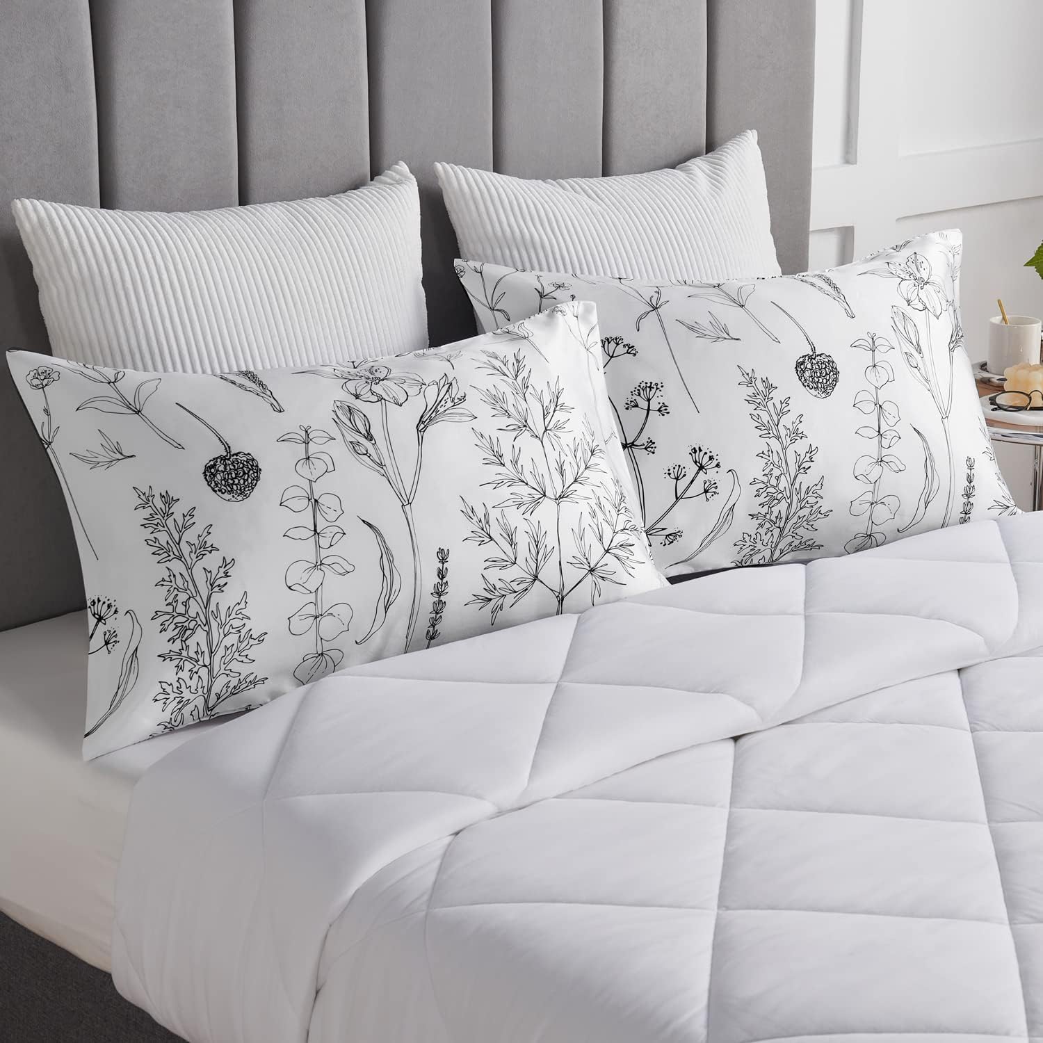 EXQ Home Pillowcase Silky Satin Pillowcase for Hair and Skin, Soft Cooling Printed Pillow Cases Queen Size Set of 2 Satin Pillow Case with…