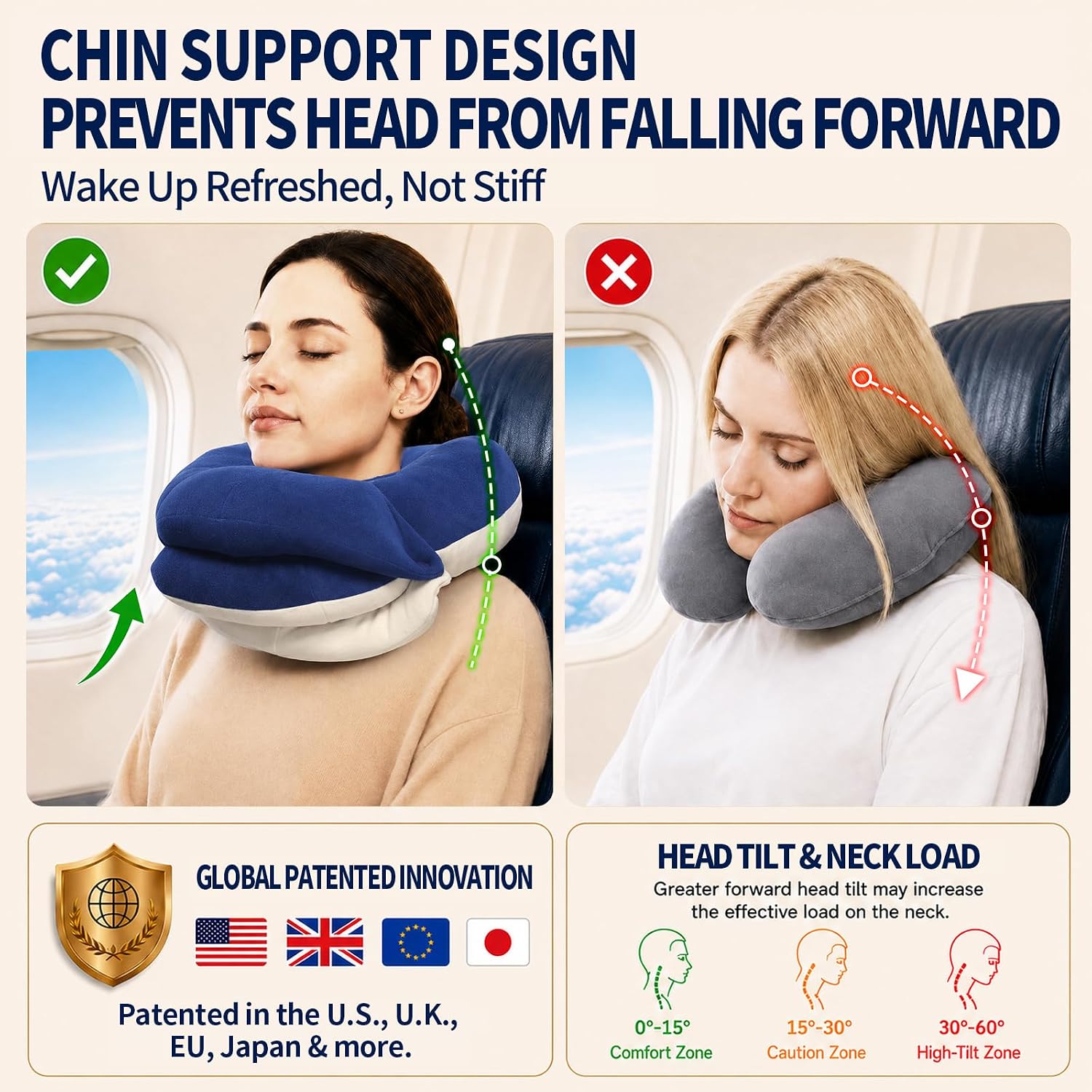 BUYUE Travel Neck Pillows for Airplanes, Memory Foam 360° Head Support Sleep for Long Flight, Skin-Friendly & Breathable, Kit with Eye…