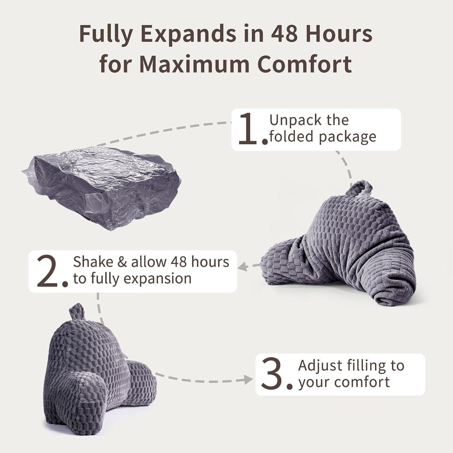 Faux Fur Reading Pillow for Bed Adults, Ultra Soft Plush Floor Backrest Pillow with Side Pockets for Bed & Couch, Perfect for Reading…