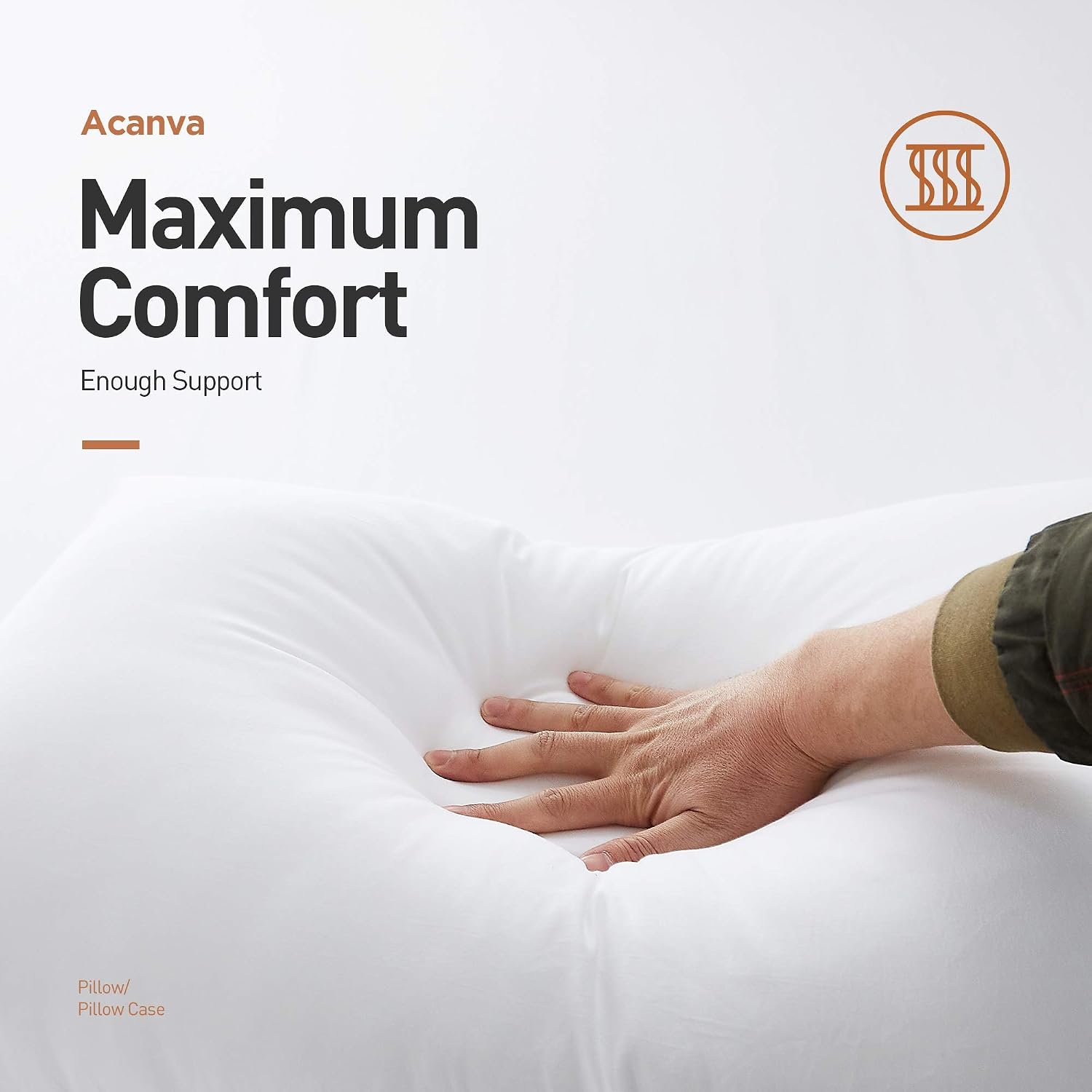 Acanva Basic Bed Pillow Soft Rest Cushion Stuffer for Sleeping, King, White 2 Count