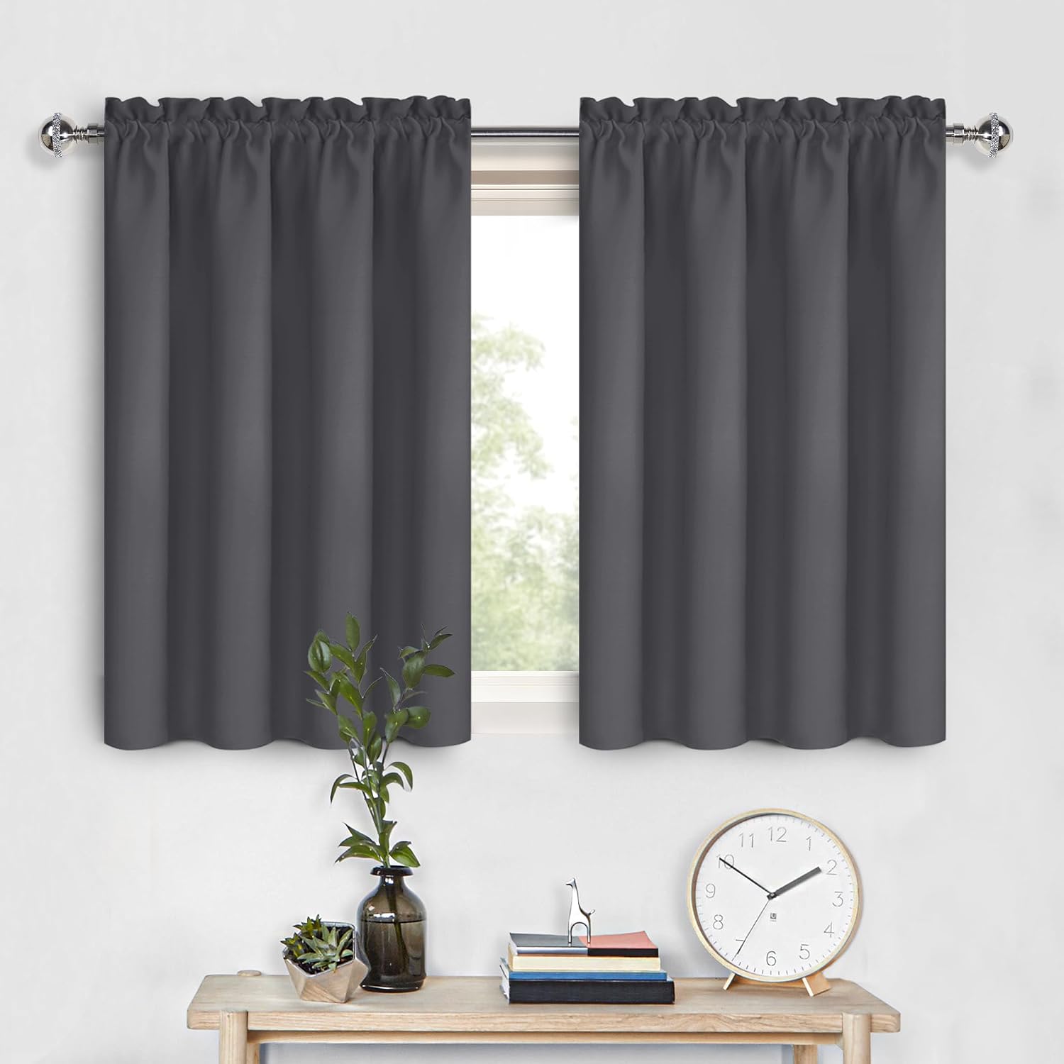 DWCN Short Blackout Curtains 36 inches Length 2 Panels Set, Half Window Rod Pocket Privacy Curtain Tiers for Kitchen, Room Darkening…