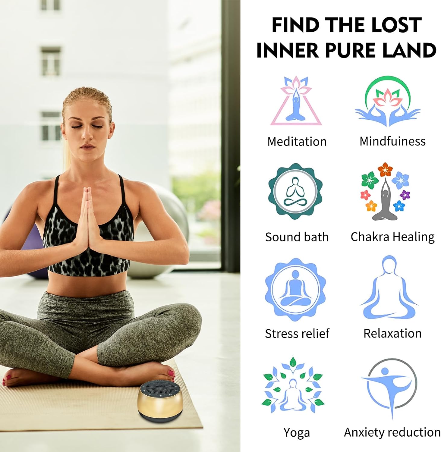 Winish Meditation Sound Machine, Portable Electronic Singing Bowl Frequency Healing,256HZ-432HZ-528HZ 9 Tones Singing Bowl Frequency Generat…
