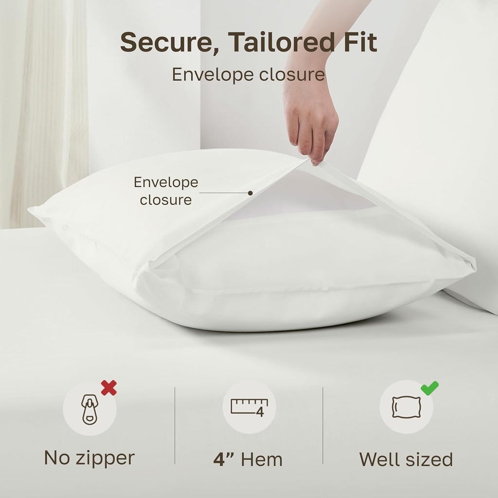CaliforniaDesignDen California Design Den Standard/Queen Size Pillow Cases Set of 2-100% Egyptian Cotton, Crisp Percale Feel, Soft & Breath…