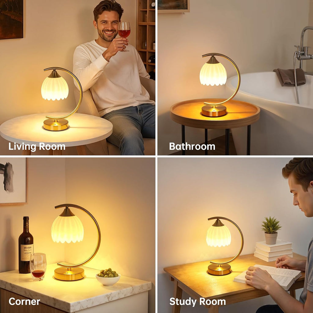 Shenmoyl Tulip Table Lamp, 5200mAh Cordless Touch Control Table Lamp with 3 Color Temps & Stepless Dimming, Rechargeable Battery Table…