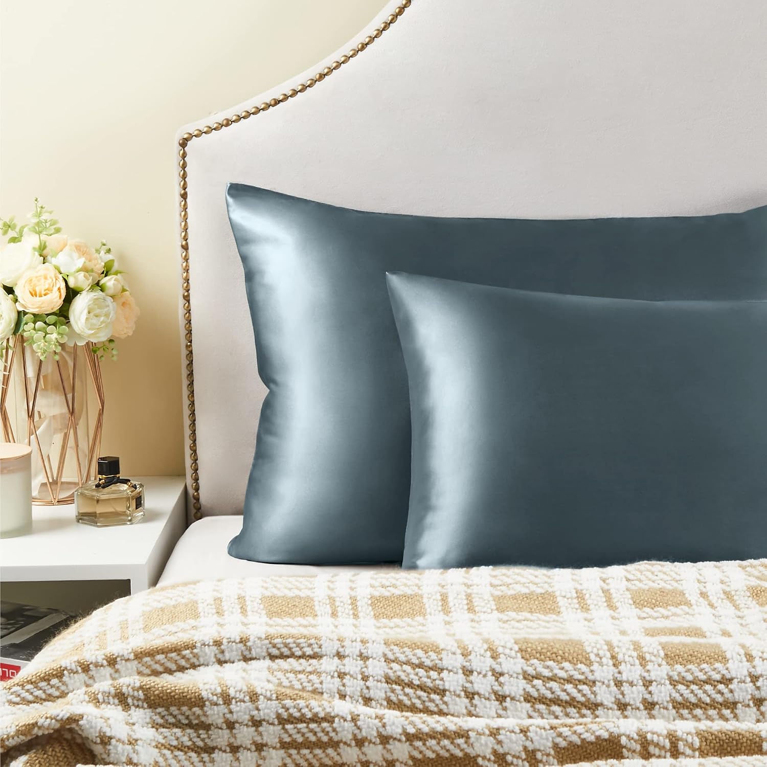 Bedelite Satin Pillowcase for Hair and Skin, Super Soft and Cooling Similar to Silk Pillow Cases 2 Pack with Envelope Closure, Gift for Wom…