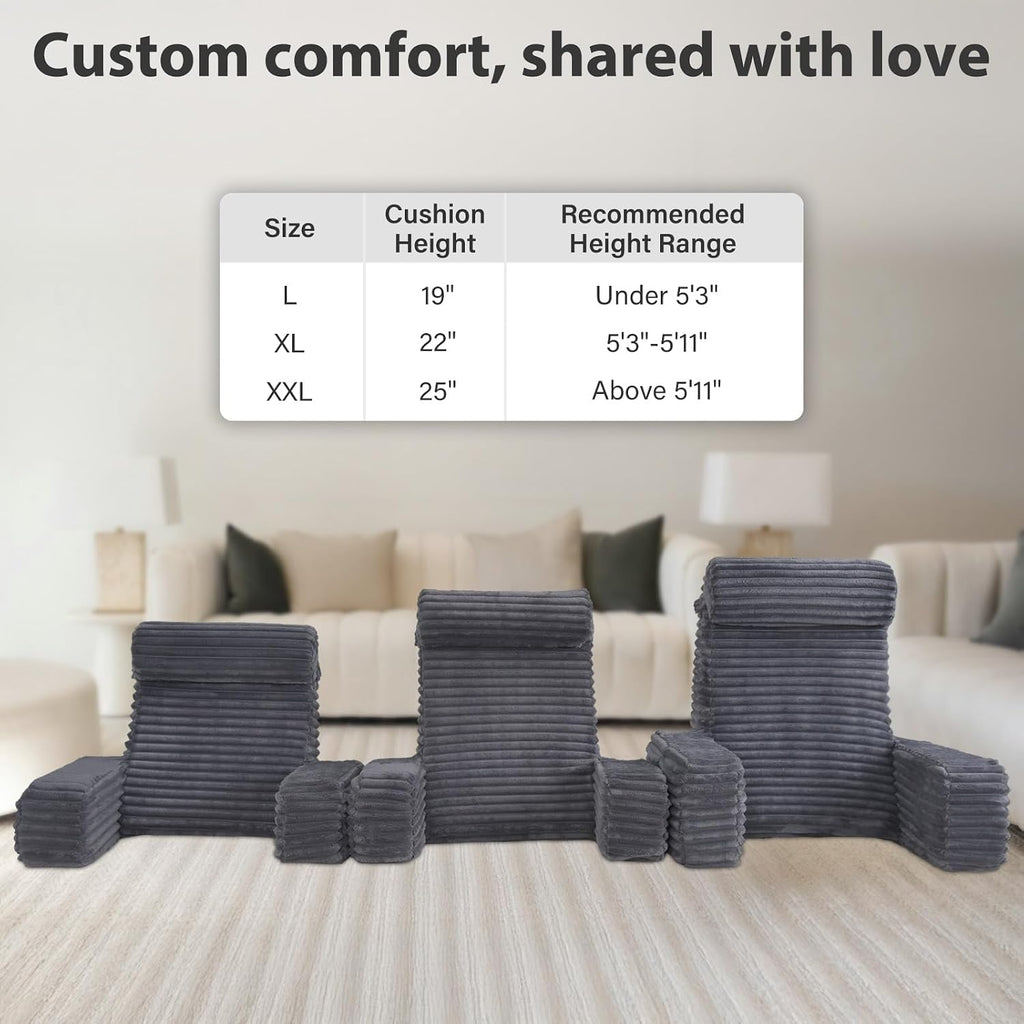ENITYA 19” Back Pillow for Bed Sitting up, Built-in Armrests & Big Pockets, Back Support Chair Pillow for Sitting up/Watching…