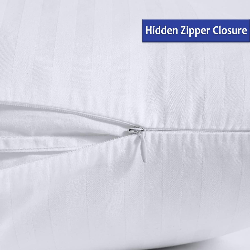 100% Cotton Pillow Protectors with Zipper Standard Size, White Pillow Cases for Home & Hotel, Sateen Soft Cooling Hidden Zippered Pillow…