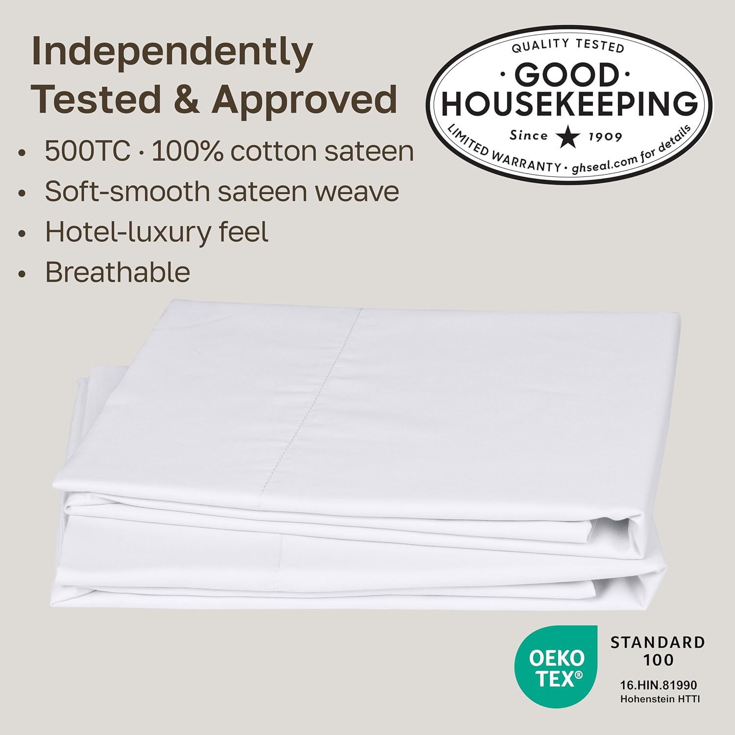 CALIFORNIA DESIGN DEN Soft & Silky 500 Thread Count 100% Cotton Sateen, Cool & Smooth with A Classic Opening, Set of 2 King Pillow Cases…
