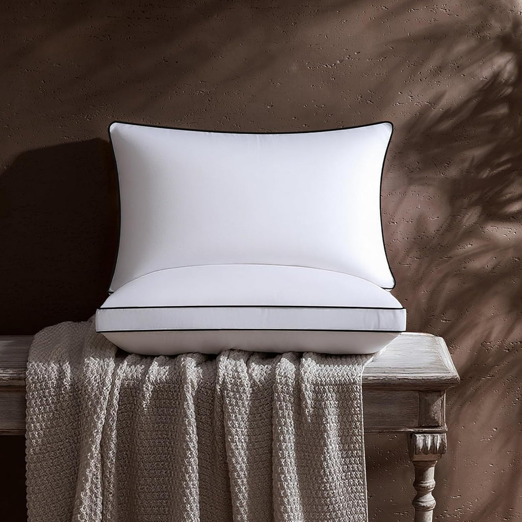 Sanivosily Feather Down Pillows King Size Set of 2 Pack, Luxury Hotel Collection Bed Pillows for Sleeping, Fluffy Soft Medium Firm Do…