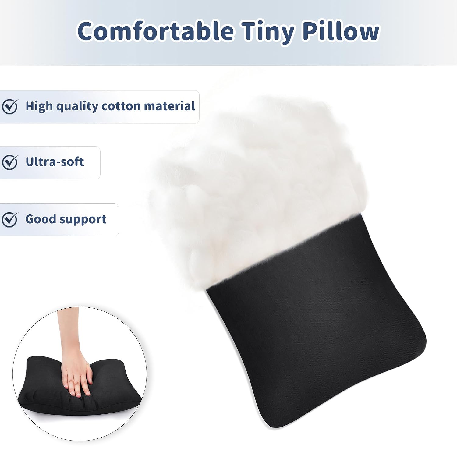 Pro Goleem Small Pillow 11"x7"x2.5" for Camping and Traveling with Name Tag Mini Tiny Pillow for Kids Sleeping and Chair Car Air Nap Neck…