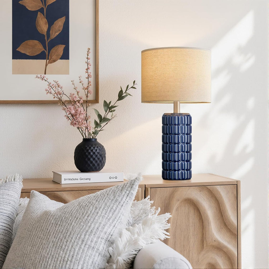 SeealleLighting 23" Modern Ceramic Table Lamps Set of 2 - Table Lamps for Living room, Farmhouse Bedside Night Stands Lamp for Bedroom, Whi…
