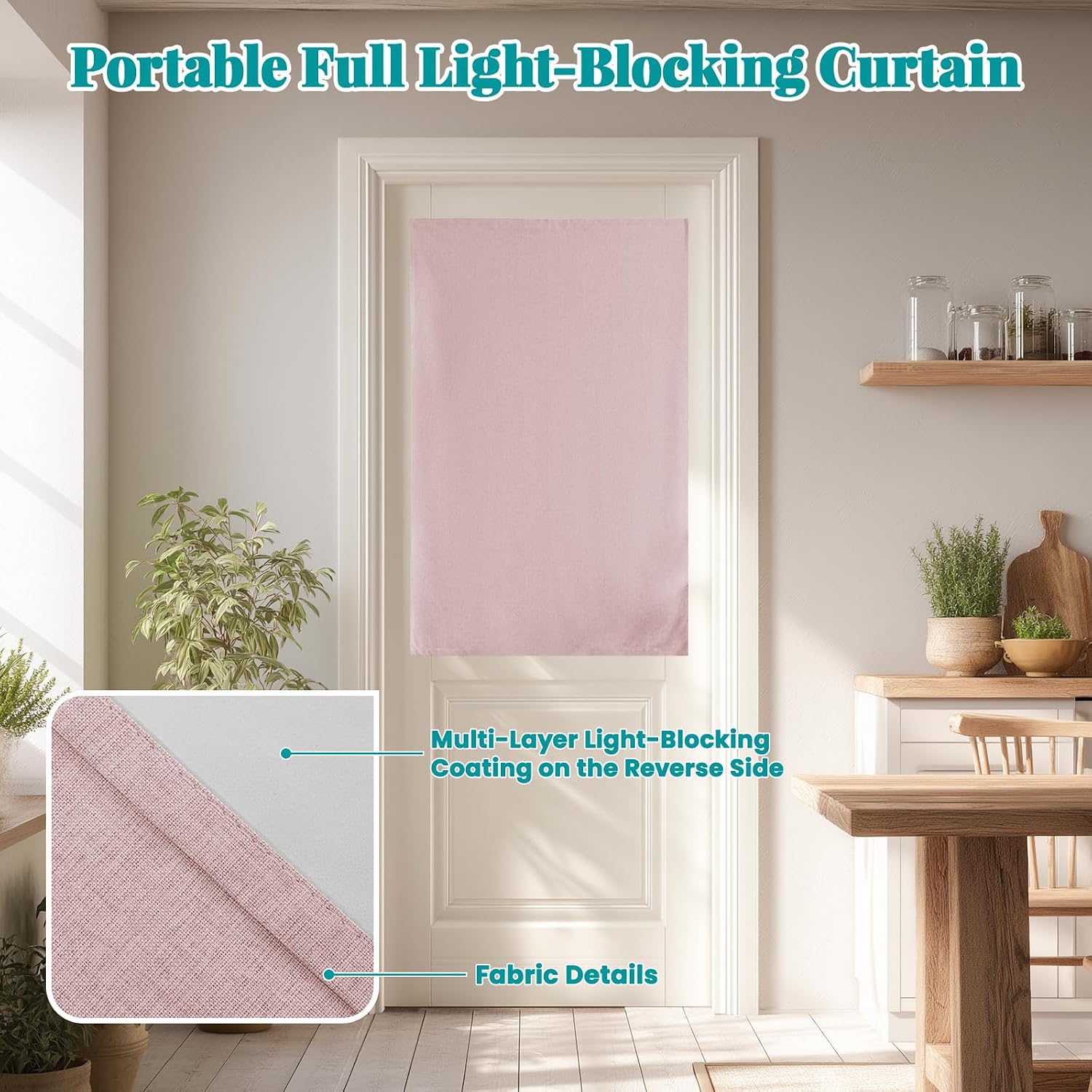 100% Blackout French Door Curtains, Room Darkening Shades Small Window Curtain Drapes Thermal Insulated Tricia Door Blinds for Classroom…