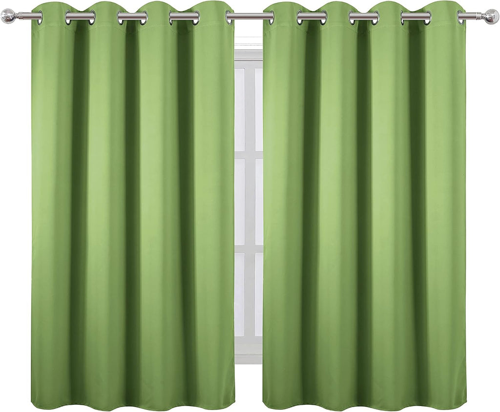 Lemomo Light Green Thermal Blackout Curtains/52 x 54 Inch/Set of 2 Panels Room Darkening Curtains for Bedroom 54 Inch Green