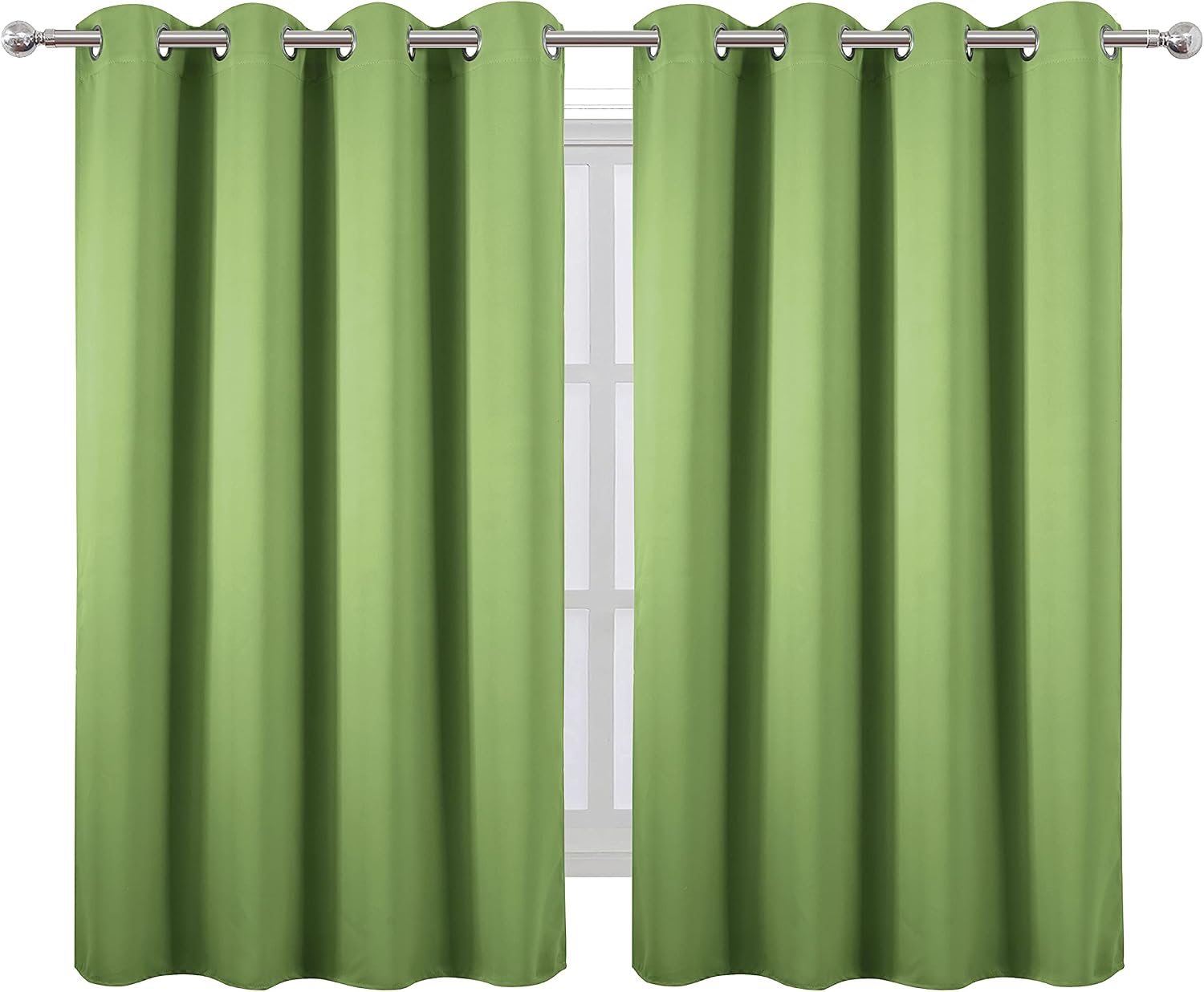 Lemomo Light Green Thermal Blackout Curtains/52 x 54 Inch/Set of 2 Panels Room Darkening Curtains for Bedroom 54 Inch Green