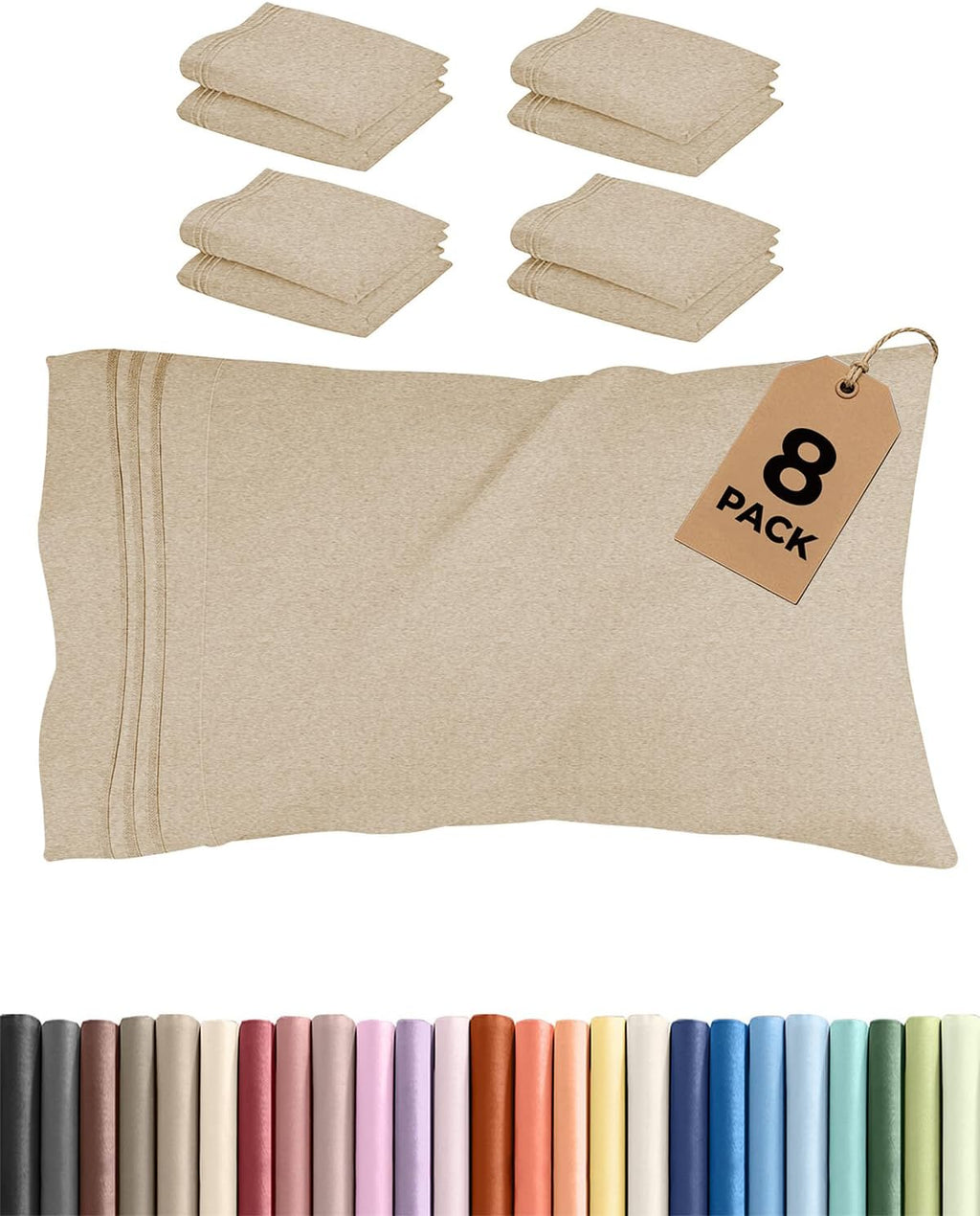 King Pillow Cases Set of 8 - Ultra Soft Hotel Quality Pillowcase Covers - Comfy, Cozy & Wrinkle Free - Shrink & Fade Resistant - Machine…