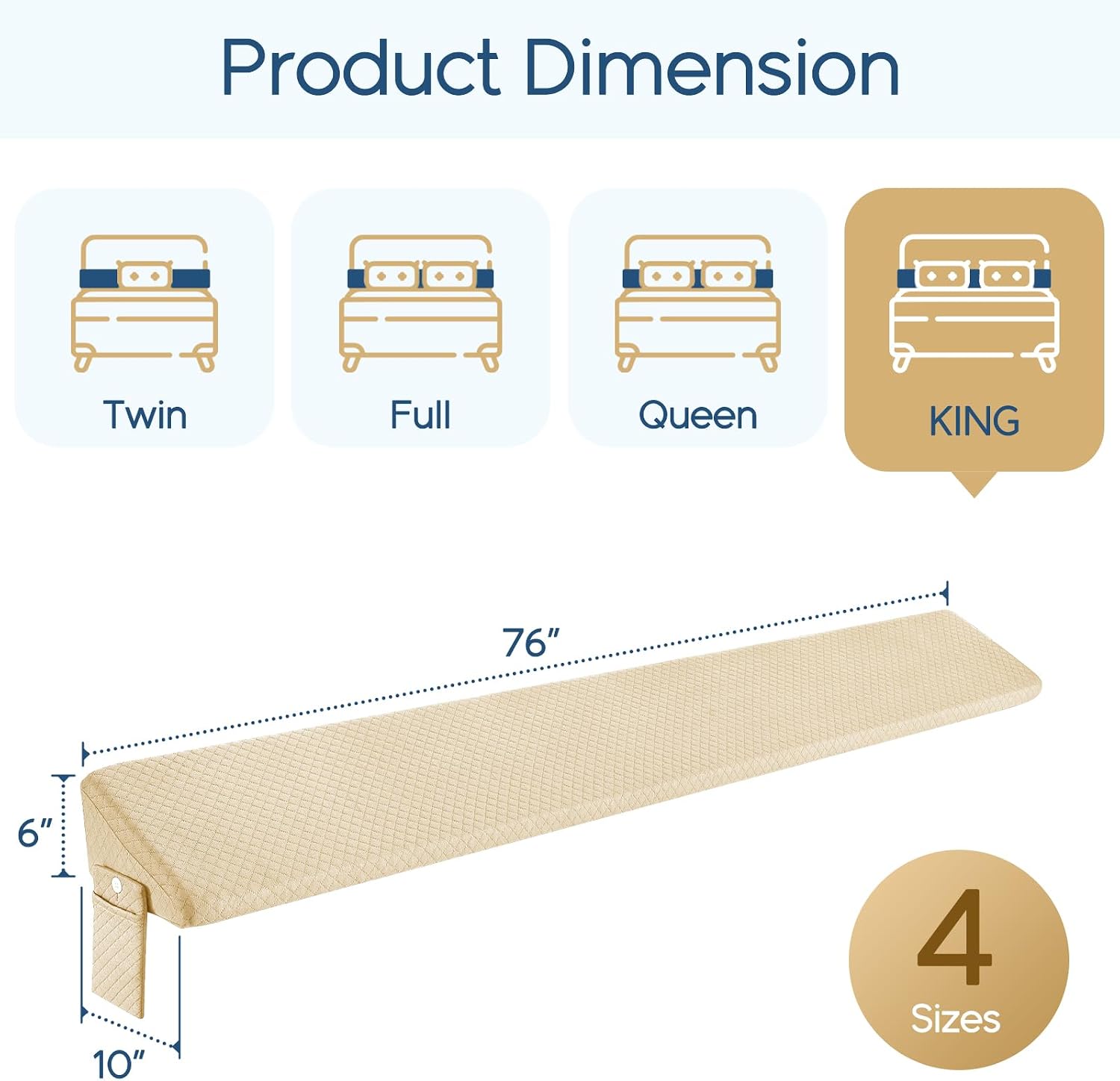 Homemate King Size(76"x10"x6") Bed Wedge Pillow for Headboard - Upgraded Bed Gap Filler King Between Mattress and Headboard - Wedge…