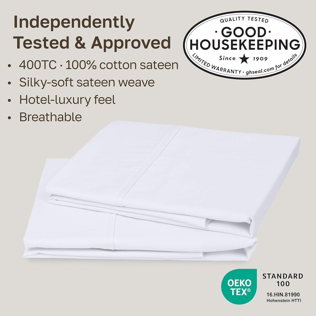 CaliforniaDesignDen California Design Den King Size Pillowcase Set - 400 Thread Count, 100% Cotton Sateen, Set of 2 Pillow Covers, Soft and…