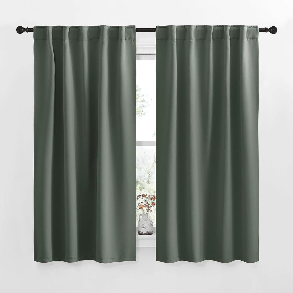 NICETOWN Short Curtains for Kitchen Window - (Dark Mallard Color) W34 x L48, Double Panels, Home Decoration Light Blocking Thermal…