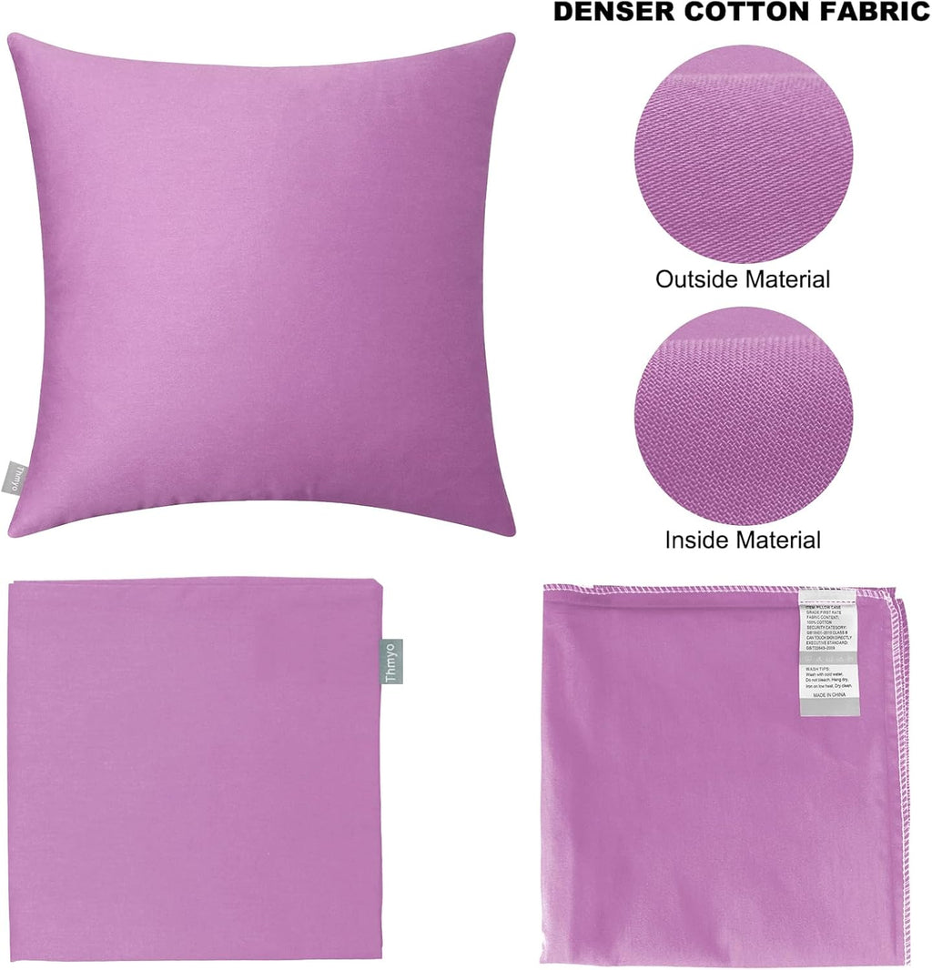 Thmyo 4-Pack 100% Cotton Comfortable Solid Decorative Throw Pillow Case Square Cushion Cover Pillowcase Sublimation Blank DIY Throw Pillowc…