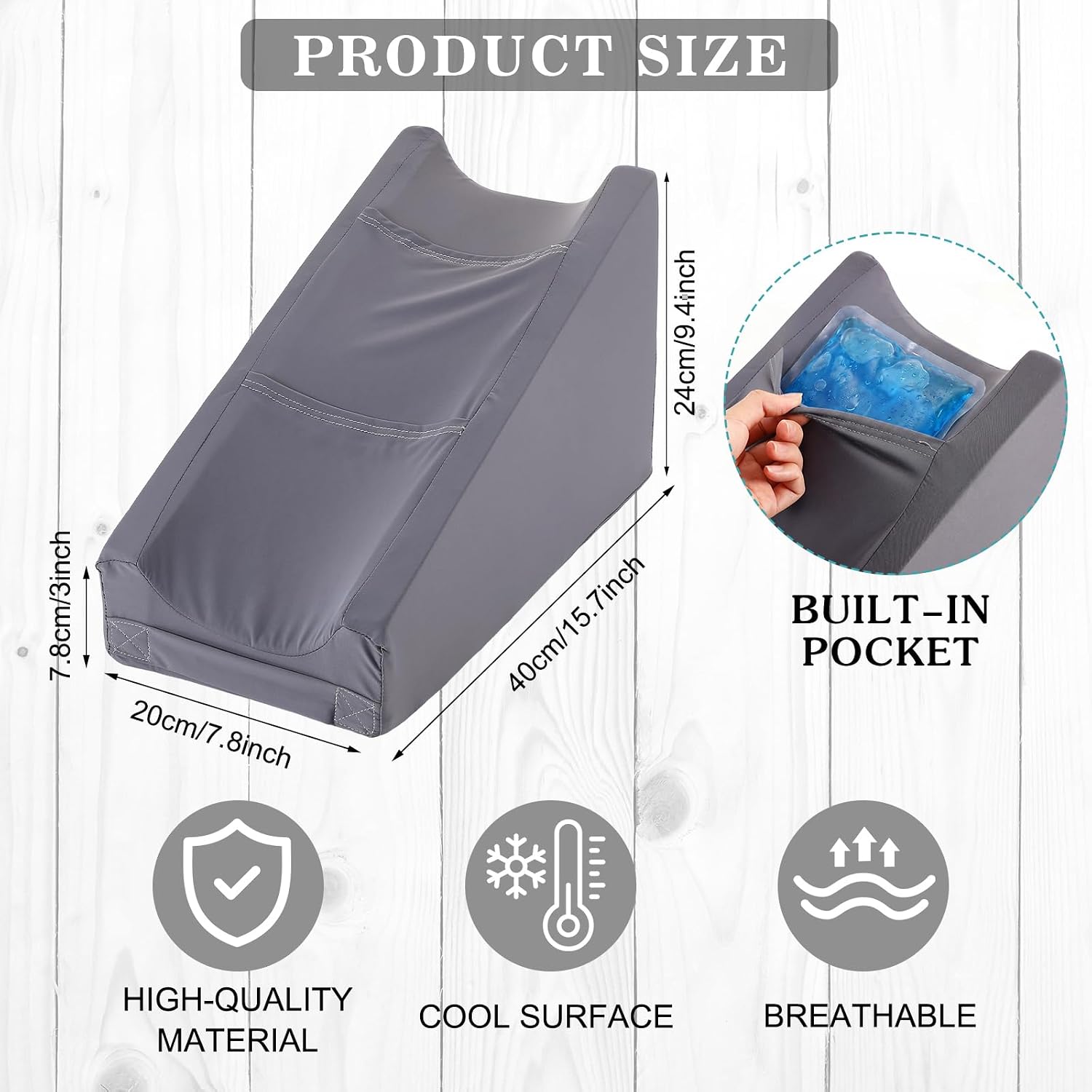 Buryeah Cooling Arm Elevation Pillow with 2 Pockets, Soft Ergonomic Support Pillow for Elbow Rest Wedge Broken Arm Elbow Gifts with High De…