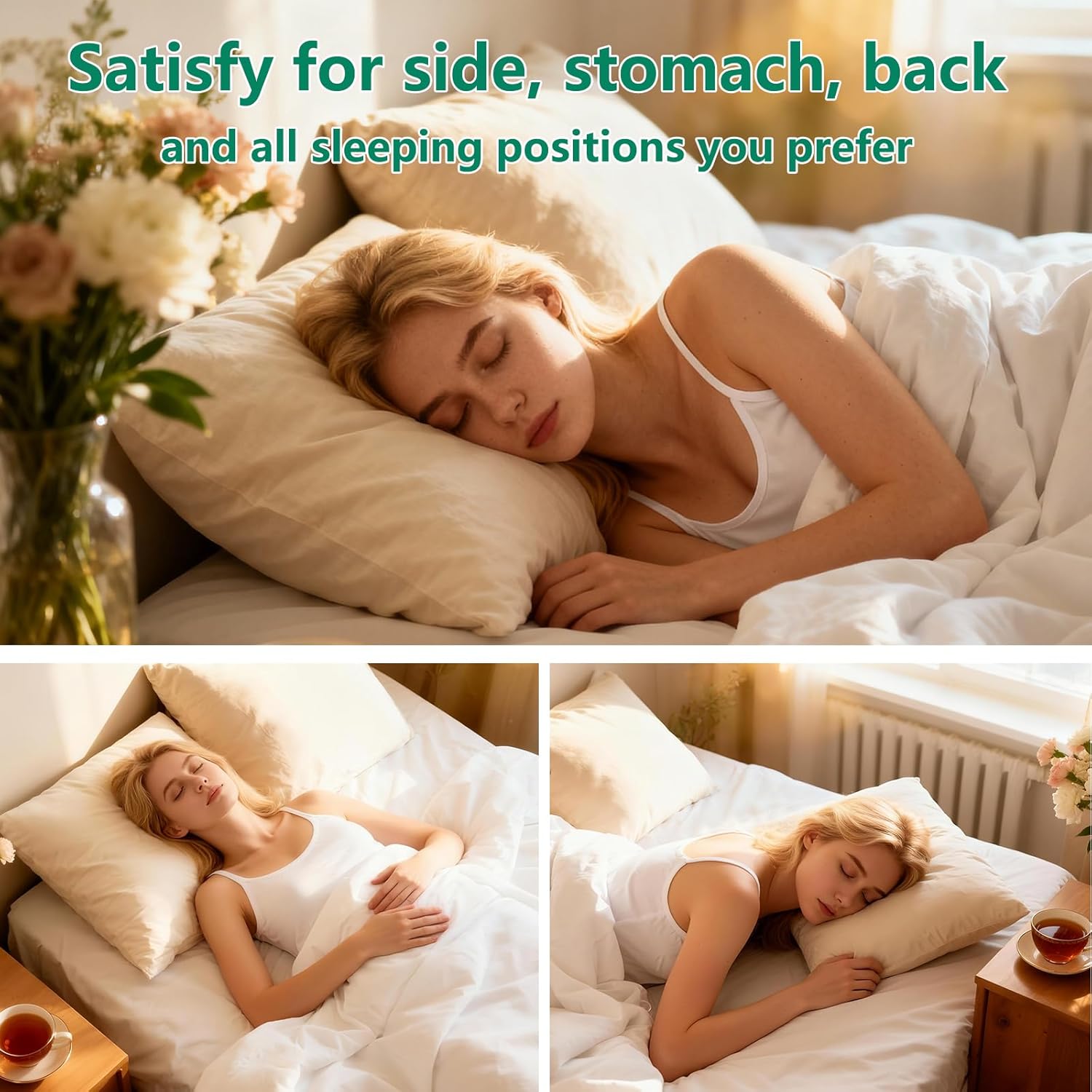 HIMEET Pillows Queen Size Set of 4, Luxury Fluffy Bed Pillows for Sleeping 4 Pack, Soft and Supportive Bed Pillow with Down Alternat…