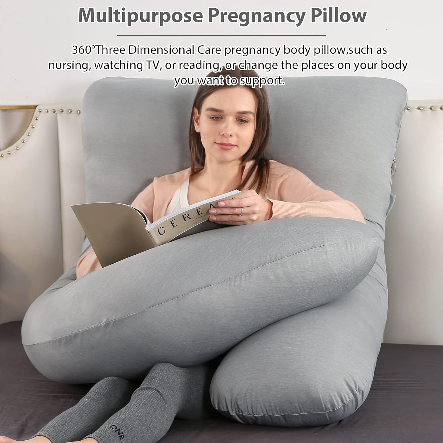 BATTOP Pregnancy Pillows for Sleeping, Full Body Maternity Pillow with Cooling Cover, Support for Back, Hips, Legs, Belly for Pregnant…