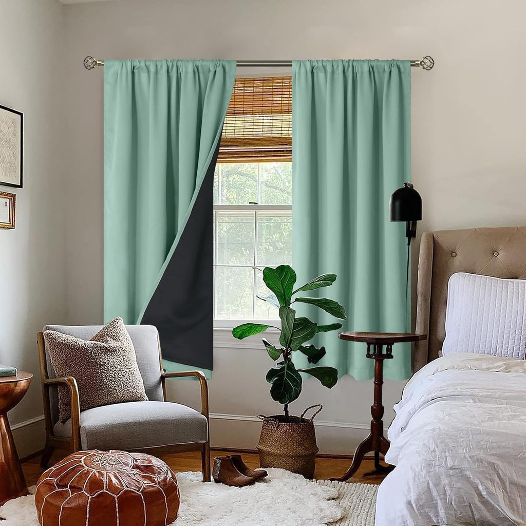 BGment 100% Blackout Curtains for Bedroom with Black Liner, Double Layer Full Room Darkening Noise Reducing and Thermal Insulated Rod…