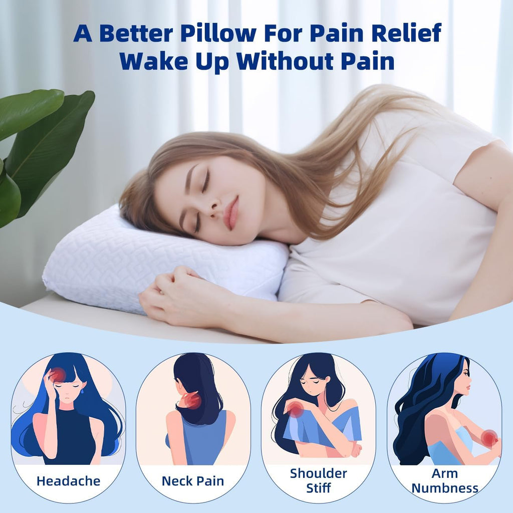Lofe Adjustable Thin Memory Foam Pillow - 4 Heights from 1.2 to 4.8in, Cervical Pillow for Neck, CertiPUR-US Neck Support Pillow for Side…