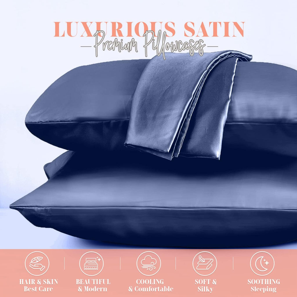 Elegantcomfort Elegant Comfort Silky and Luxurious 2-Piece Satin Pillowcase Set for Healthier Skin and Hair, Hidden Zipper Closure and Beau…