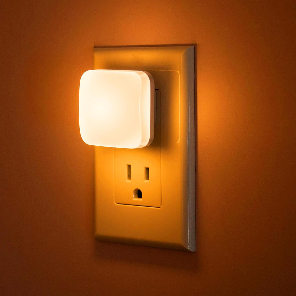 Amber Night Lights Plug into Wall, Nightlights With Light Sensor Dusk to Dawn, 0.3W Square Plug in Night Light for Kids, Amber Night…