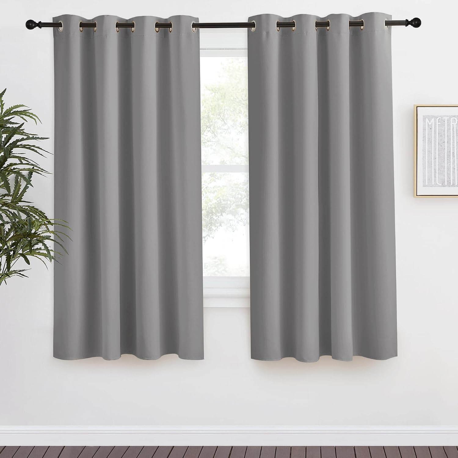NICETOWN Blackout Curtain & Drape 68 inch Length, 55 inch Wide, Sold by 1 Panel, Silver Grey Color, Noise Reducing Drapery for Living…