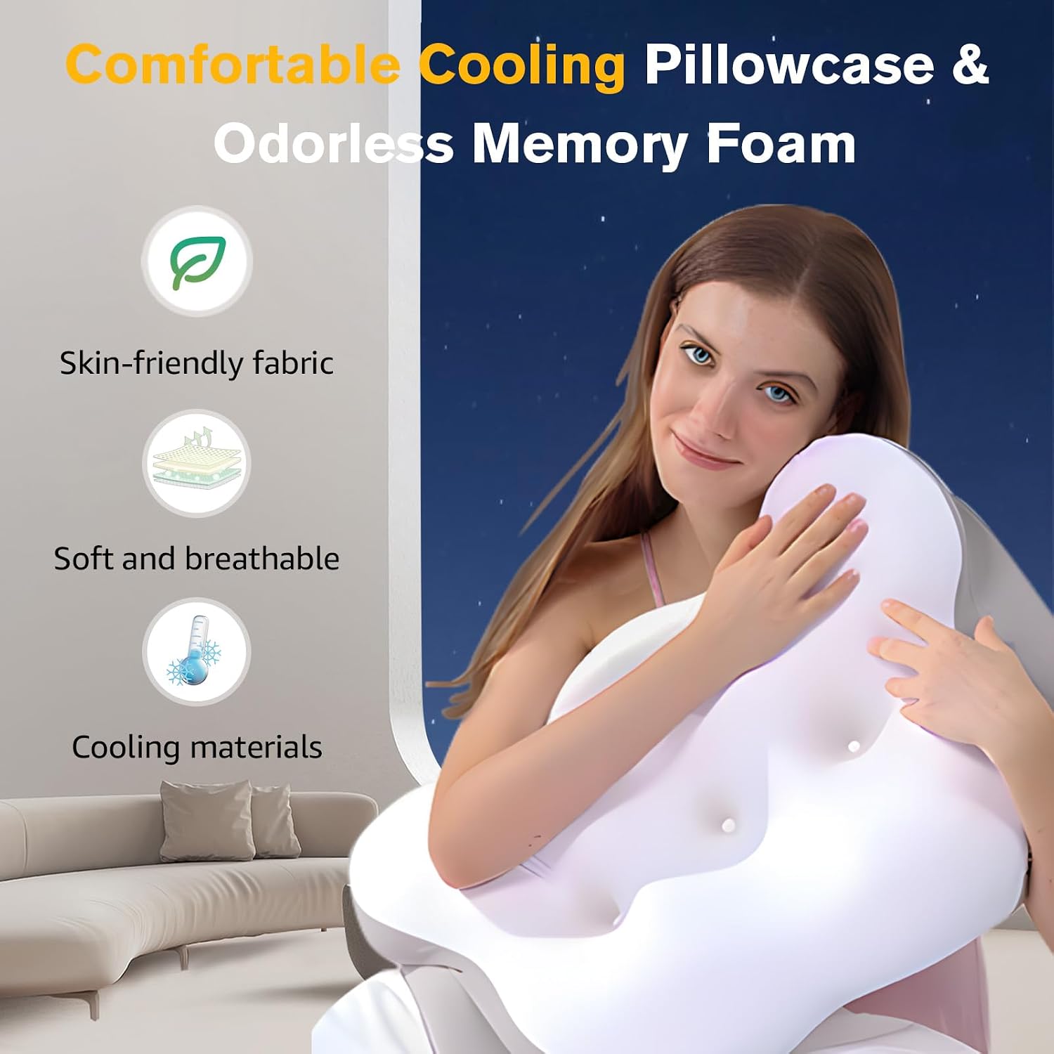 thyHomeHappyLife Cervical Neck Pillow, Pillows for Neck and Shoulder Pain, Contour Pillow, Neck Pillows, Pillow for Neck, Side Sleeper…