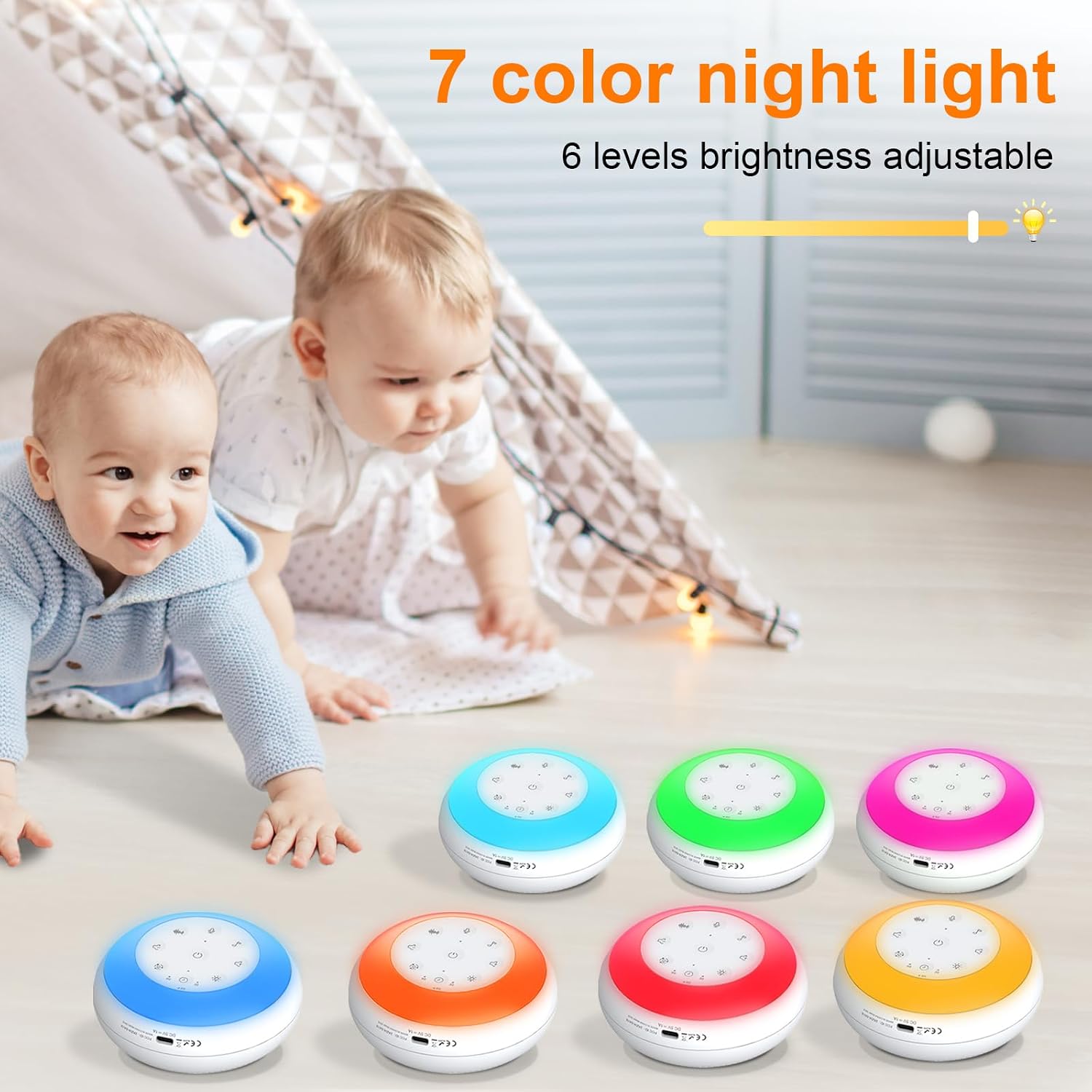 Xyngu Portable White Noise Sound Machine for Baby, Kids, Adults Sleep - 24 Soothing Natural Sounds, 7 Color Night Light, Portable Wireless…