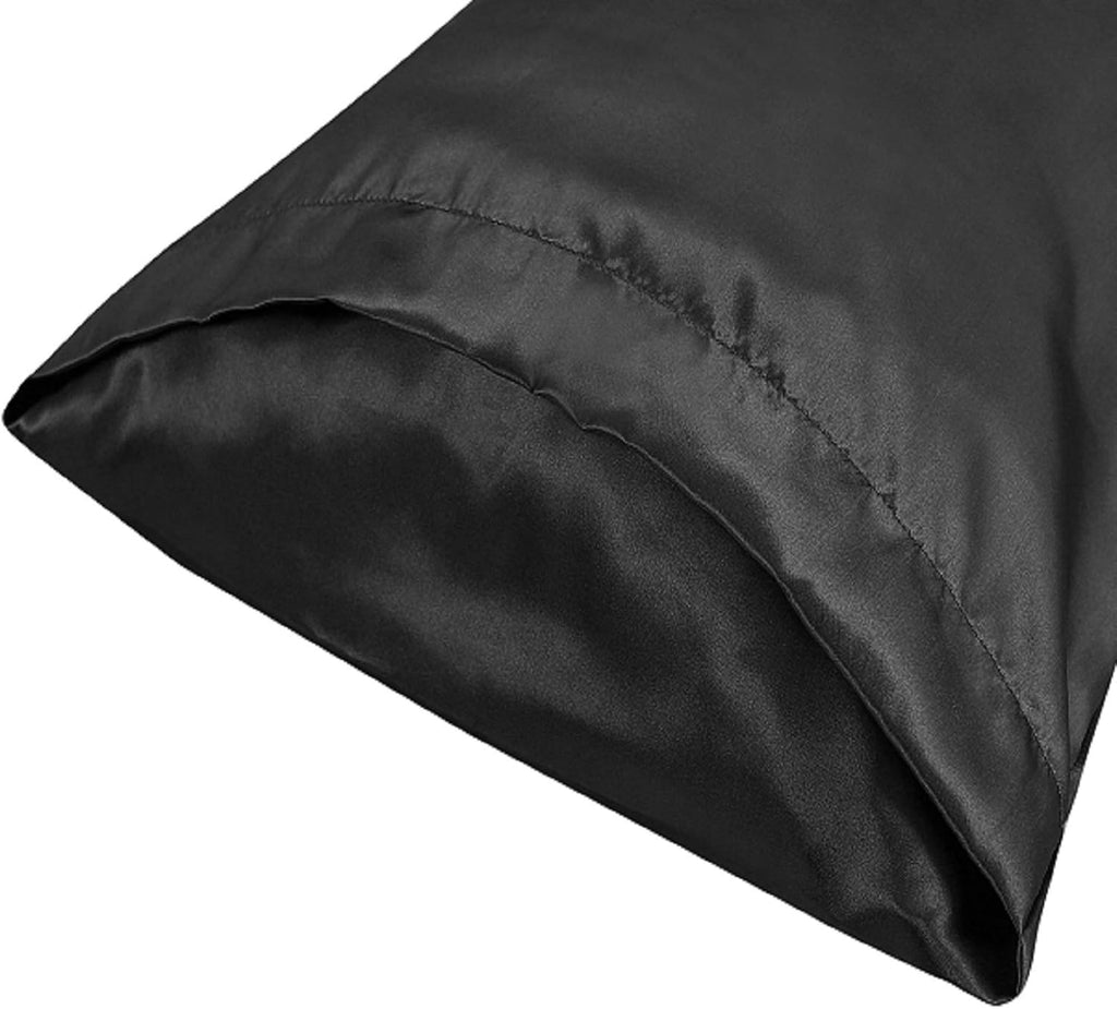Lcbd Satin Pillowcase Queen Size for Hair and Skin, Black Silk Satin Pillowcases Set of 2, Satin Cooling Pillow Covers with Envelope Closur…