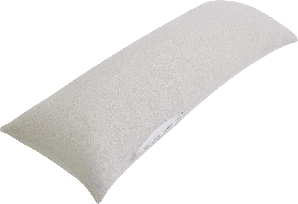 Oubonun 100% Jersey Cotton Body Pillow Cover with Zipper - Luxury Soft Removable Pillow Case - Long Fuzzy - Knitted (Cream, 21"X54") Cotton