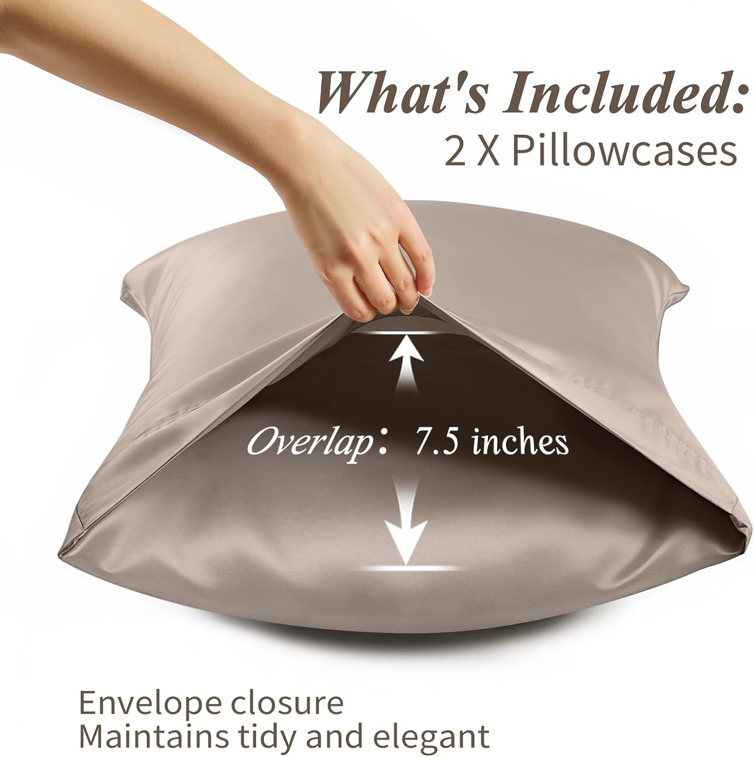 Krimano Standard Pillow Cases, Derived from Bamboo Viscose, Cooling Pillowcases, Breathable & Wicking Pillow Covers for Hot Sleepers, Envel…