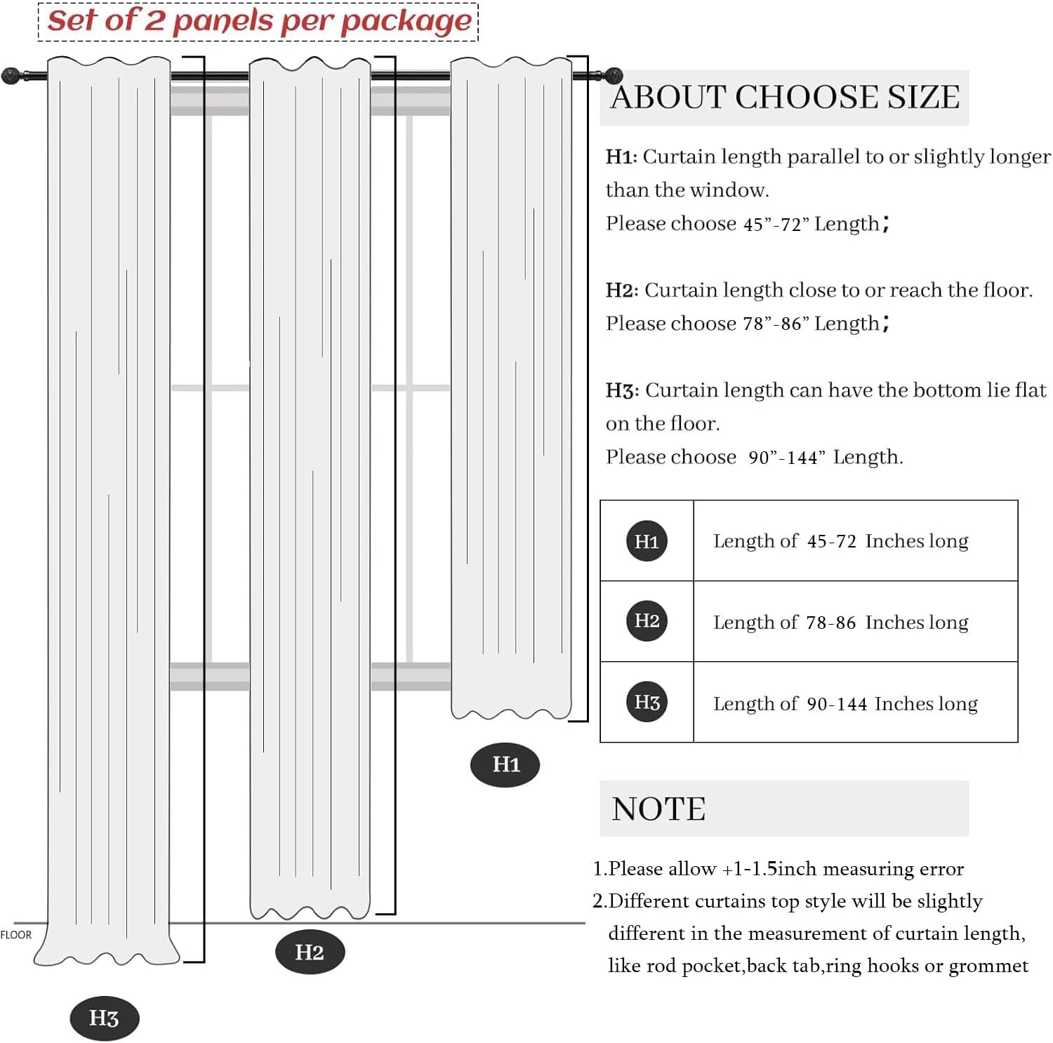 Pitalk Ivory Blackout Curtains 90 Inches Long 2 Panel Light Blocking Patio Drape for Sliding Glass Doors Rustic Country Curtain for Nursery…